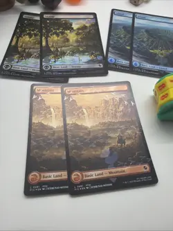 MTG Final Fantasy Chocobo Track Stamped Foil Lands Set Of 10 & Life Wheel - Image 2