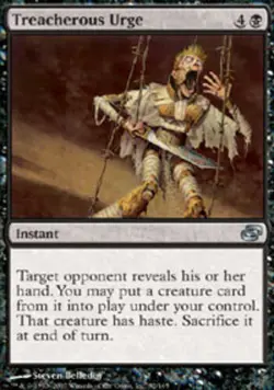MTG Treacherous Urge - Foil, Moderate Play, English Planar Chaos - Image 1