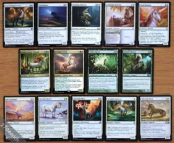 Set of 14 Green & White Unicorn Creatures *NM* (Magic MTG) Good-Fortune Unicorn - Image 1