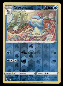 Croconaw SWSH08: Fusion Strike #056/264 Uncommon Reverse Holo Pokemon LP - Image 1