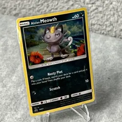 Pokemon Alolan Meowth SM51 Black Star Promo Holo LP TCG Pokemon Card - Image 1