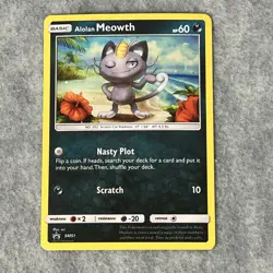 Pokemon Alolan Meowth SM51 Black Star Promo Holo LP TCG Pokemon Card - Image 3