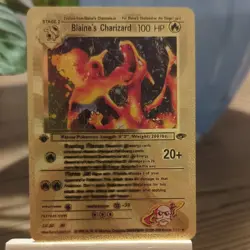 Pokemon Blaine's Charizard 1st Edition Gold Foil Fan Art NM/LP - Image 1