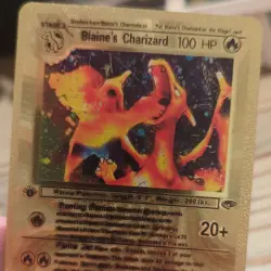 Pokemon Blaine's Charizard 1st Edition Gold Foil Fan Art NM/LP - Image 2