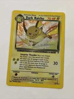 Pokemon TCG Dark Raichu - Pocket Monster Trading Game Card Anime Collectible - Image 1