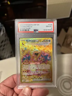 2023 Pokemon Charizard ex 228 Obsidian Flames Gold Secret Hyper Rare PSA 8 NM-MT - Image 1