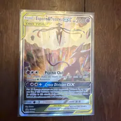 Auth Pokemon TCG Espeon & Deoxys GX SM240 Black Star Promo Full Art Holo Card - Image 1