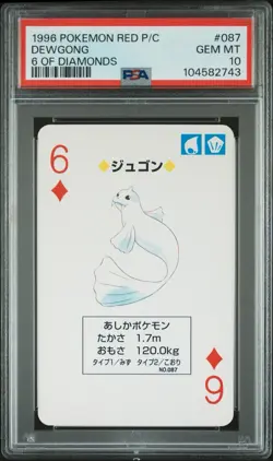 1996 Pokemon Dewgong Red Back Poker Playing Card 6 of Diamonds- PSA 10 - Image 1