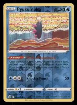 Pyukumuku SWSH08: Fusion Strike #077/264 Uncommon Reverse Holo Pokemon LP - Image 1