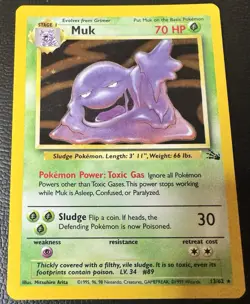 Pokemon Muk Fossil 13/62 Holo 1999-2000 Wizards Base Set Holo Rare LP - Image 1