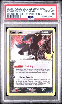 2021 POKEMON CELEBRATIONS CLASSIC COLL #17 UMBREON-GOLD STAR PSA 10 - Image 1