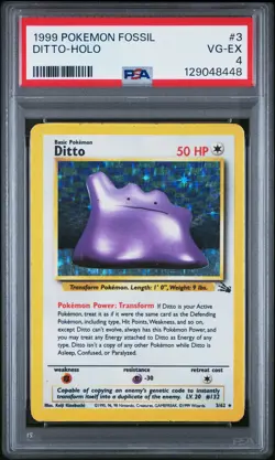 1999 POKEMON FOSSIL #3 DITTO-HOLO PSA 4 - Image 1