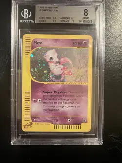 Pokemon Mew Holo Rare Card 19/165 Expedition Base Set BGS 8 PSA - Image 1