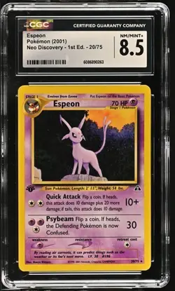 ESPEON (2001) POKEMON NEO DISCOVERY - 1ST EDITION 20/75 (NON HOLO) CGC 8.5 - Image 1