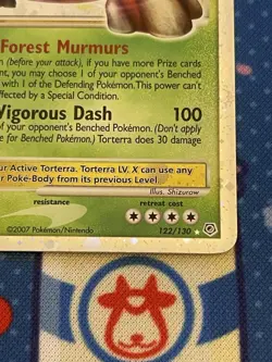 Torterra LV.X 122/130 Ultra Rare Diamond and Pearl Pokemon TCG Card 2007 MP - Image 2