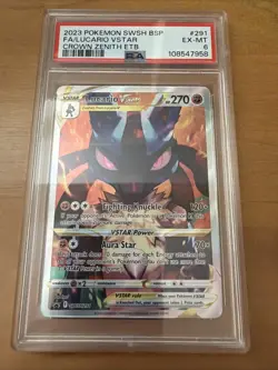 Pokemon Crown Zenith VSTAR SWSH291 Lucario Full Art Holo ETB Promo 2023 PSA 6 - Image 1
