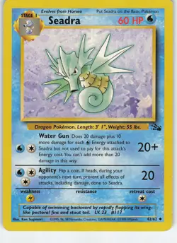 Seadra 42/62 Fossil Uncommon Unlimited LP/MP Pokemon TCG - Image 1