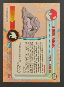 Muk #89 Pokemon Topps TV Animation- Series 2- Blue Logo - Image 2