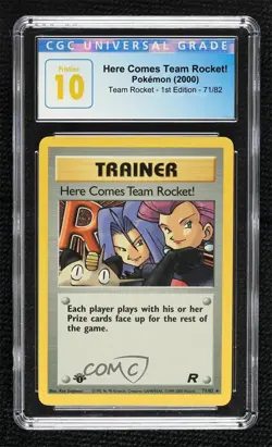 Here Comes Team Rocket! 1st Ed. Pokemon Rocket CGC 10 Pristine 2000 - Image 1