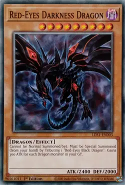 LDS1-EN003 RED-EYES DARKNESS DRAGON COMMON 1ST EDITION YuGiOh CARD - Image 1