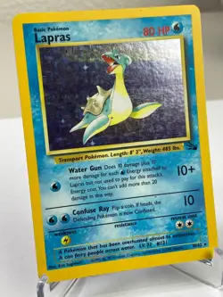 Lapras 10/62 Fossil Holo Rare WOTC Pokemon Card - Moderately Played - Image 2