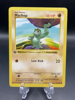 1st Edition Shadowless Machop Common Base Set 52/102 Pokemon Card MP - Image 1