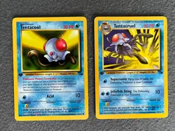 NM/MINT! Tentacool & Tentacruel 1st Edition Fossil Pokemon Cards - Image 1