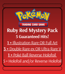 POKEMON MYSTERY "Red" BOOSTER PACK Guaranteed Illustration Rare! 5 TOTAL HITS! - Image 1