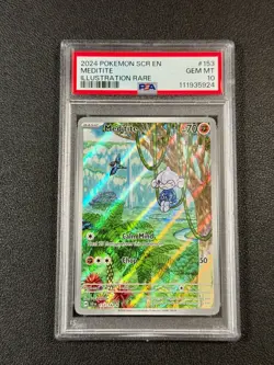 2024 POKEMON SCR EN-STELLAR CROWN ILLUSTRATION RARE #153 MEDITITE PSA 10 - Image 1