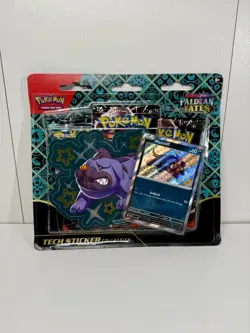 Pokemon S&V Paldean Fates Shiny Maschiff Tech Sticker Collection 3 Pack Blister - Image 1