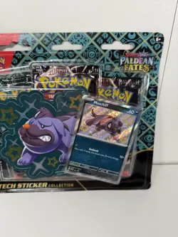 Pokemon S&V Paldean Fates Shiny Maschiff Tech Sticker Collection 3 Pack Blister - Image 3