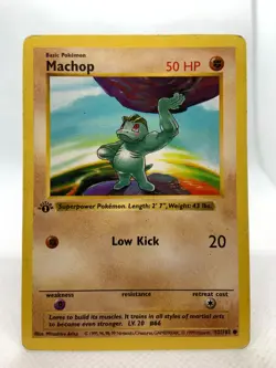 Machop 1st Edition Shadowless Base Set 1999 Pokemon 52/102 - Image 1