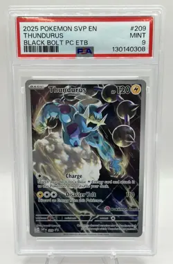 2025 POKEMON BLACK STAR PROMO 209 THUNDURUS BLACK BOLT POKEMON CENTER PSA 9 - Image 1