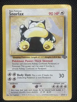 Pokemon TCG Snorlax 27/64 Jungle Unlimited Non-Holo Rare 1999 LP - Image 1