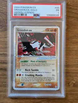 2004 Pokemon EX Hidden Legends PSA 1 Groudon EX #93 Holo - Image 1