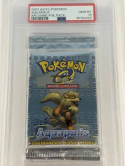 2003 Vintage Pokemon Aquapolis Arcanine PSA 10 Foil Booster Pack - LOW POP!! - Image 3