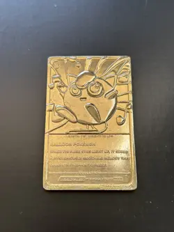 1999 Nintendo Pokemon 23K Gold Plated Trading Card Jigglypuff Burger King - Image 2