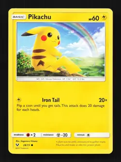 Pikachu 28/73 LP Shining Legends English Pokemon Card TCG - Image 1