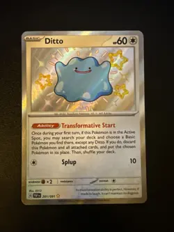 Pokemon TCG Ditto 201/091 Paldean Fates Shiny Ultra Rare Holo Card NM Condition - Image 1