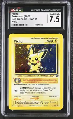 CGC 7.5 Pichu 2000 Neo Genesis 12/111 Holo Pokemon Card - Image 1