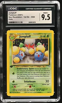 CGC 9.5 MINT+ Jumpluff Neo Revelation 1st Edition 9/64 Holo Pokemon Card - Image 1