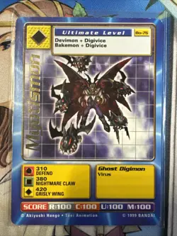Bandai Digimon Collectible Card Game Myotismon Gold Name BO-76 1999 - Image 1