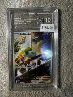 Pokemon TCG Bulbasaur Stellar Crown Illustration Holo Card 143/142 TAG 10 - Image 1