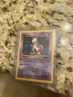 Pokemon Mewtwo TCG Base Set Holo Shadowless Rare Card 10/102 MP Condition - Image 1