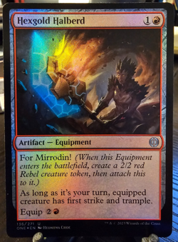 Hexgold Halberd FOIL Phyrexia All Will Be One Magic the Gathering NM Rare - Image 1
