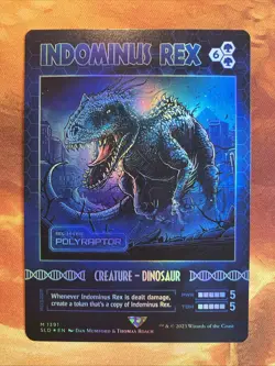 MTG Foil Borderless Indominus Rex - Polyraptor Secret Lair: X Jurassic World!! - Image 1