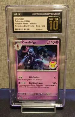 CGC PRISTINE 10 Ceruledge PAF 040/091 Cosmos Holo Pokemon Day 2024 Stamped Promo - Image 1