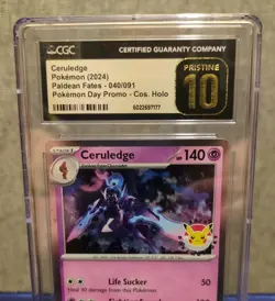 CGC PRISTINE 10 Ceruledge PAF 040/091 Cosmos Holo Pokemon Day 2024 Stamped Promo - Image 2