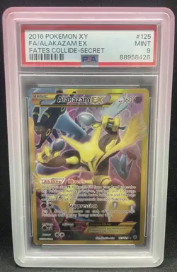 2016 POKEMON XY FATES COLLIDE SECRET #125 FULL ART/ALAKAZAM EX PSA 9 - Image 1