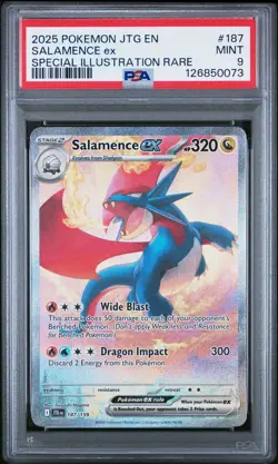 2025 POKEMON JTG EN JOURNEY TOGETHER SIR #187 SALAMENCE EX PSA 9 - Image 1